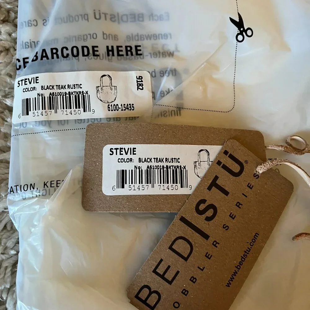 Bed Stu STEVIE Leather Tote Black Teak Rustic VGUC - Picture 4 of 15